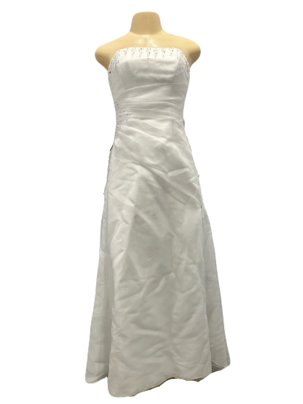 NWT Strapless White Maxi Dress with Subtle Beaded Trim Size 6